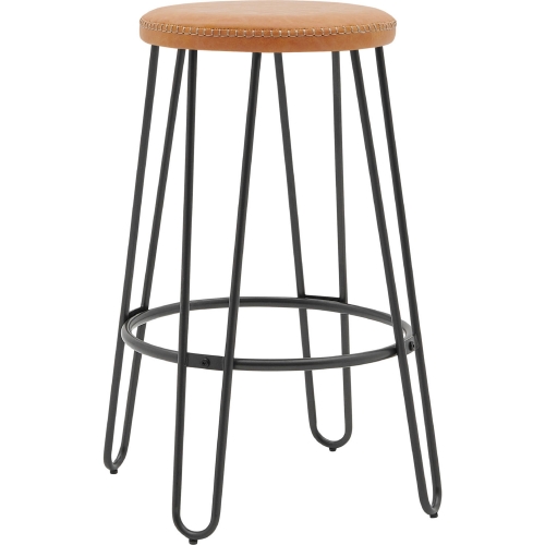 Joe Backless Counter Stool in Yellow Leatherette & Gunmetal (Set of 2)